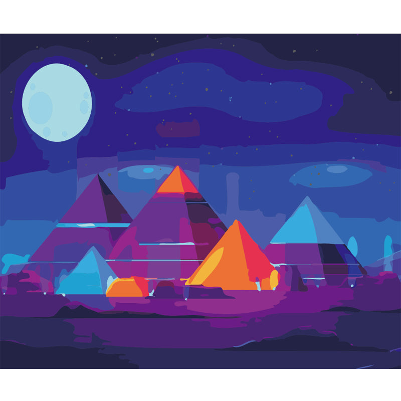 Colorful Pyramids at Night - 40x50 cm paint by numbers kit