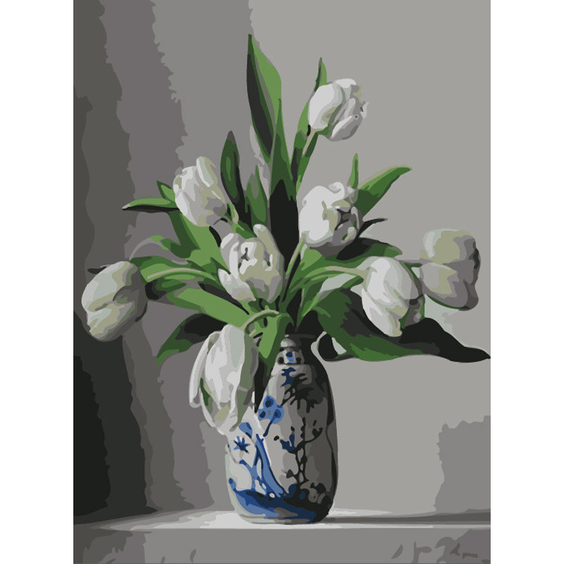 White Tulips in Blue Vase - 40x50 cm paint by numbers kit