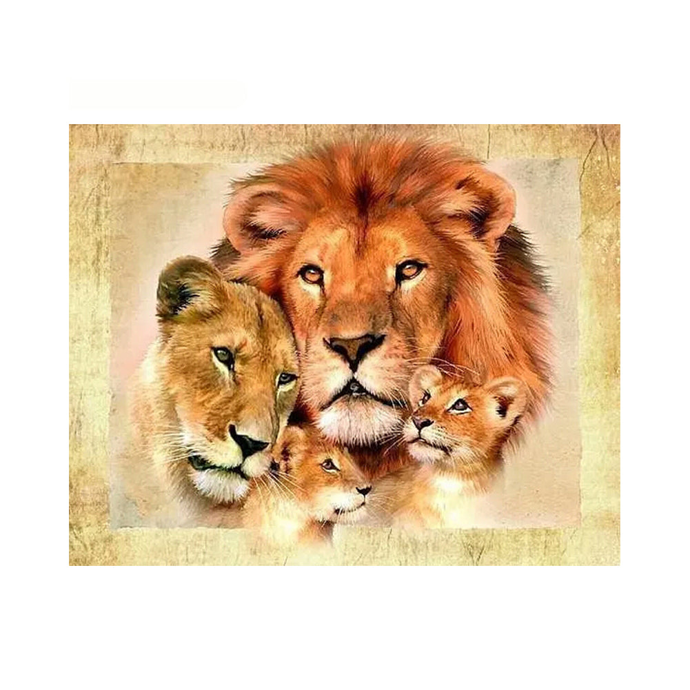 Lion Family Portrait - 40x50 cm paint by numbers kit
