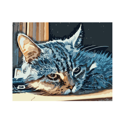 Sleepy Tabby Cat - 40x50 cm paint by numbers kit