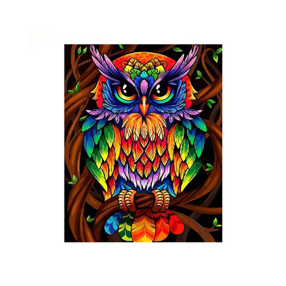 Rainbow Owl on Branch - 40x50 cm paint by numbers kit