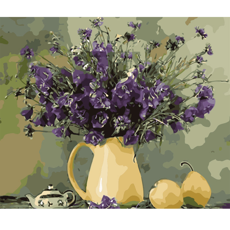 Purple Flowers in Yellow Pitcher - 40x50 cm paint by numbers kit