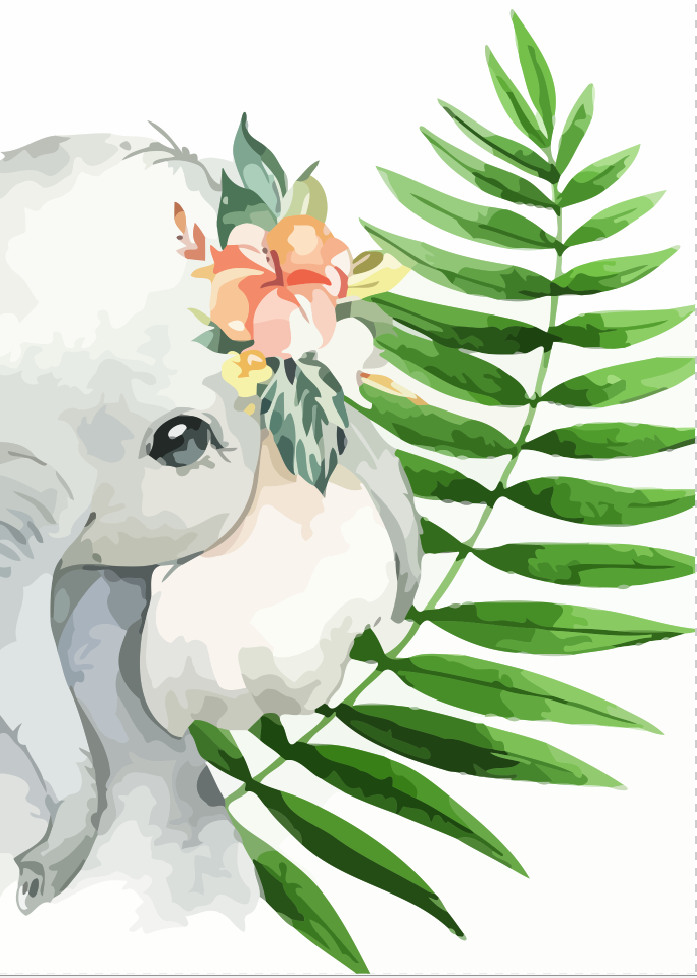 Fern Crown Elephant - 40x50 cm paint by numbers kit