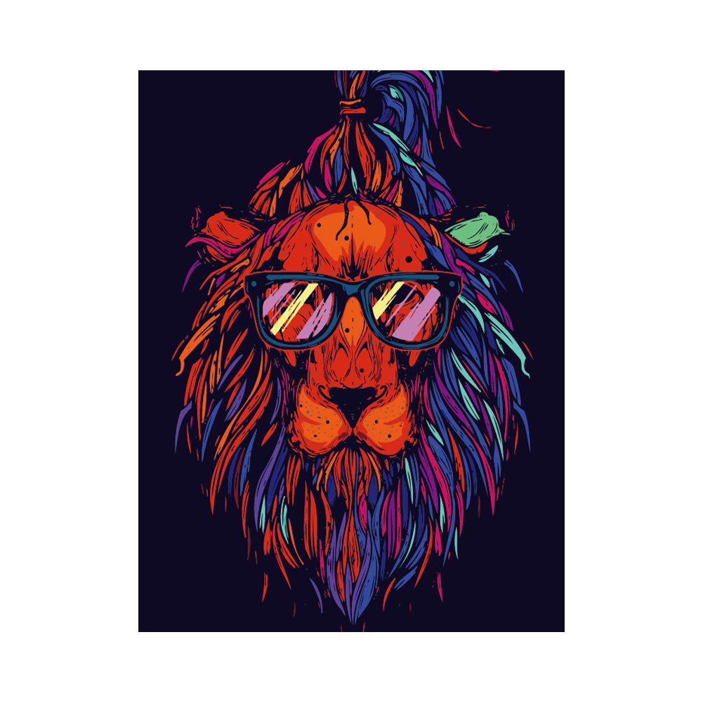 Cool Lion with Glasses - 40x50 cm paint by numbers kit
