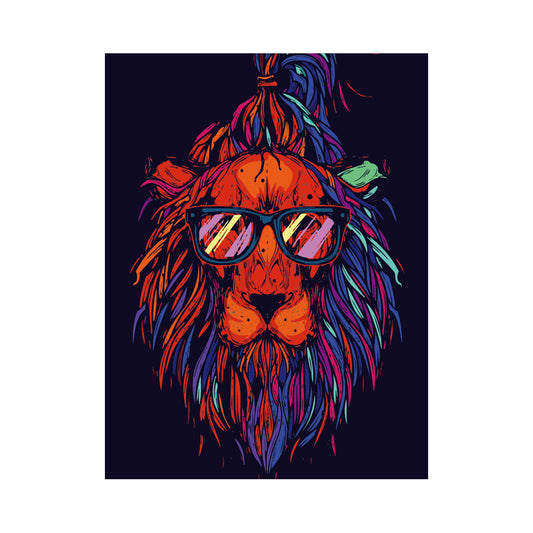 Cool Lion with Glasses - 40x50 cm paint by numbers kit