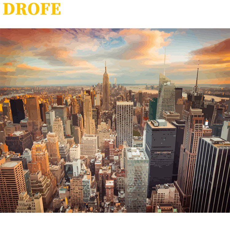 Golden Manhattan Skyline - 40x50 cm paint by numbers kit