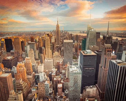 Golden Manhattan Skyline - 40x50 cm paint by numbers kit