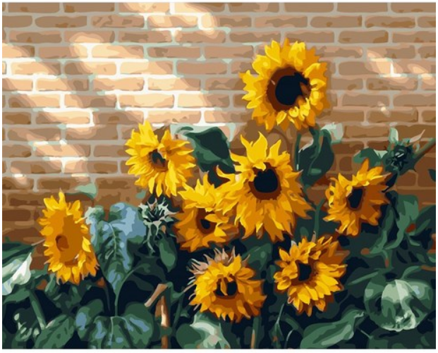Sunflowers by the Brick Wall - 40x50 cm paint by numbers kit