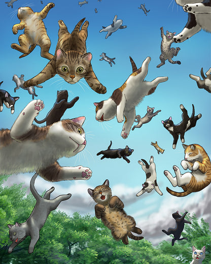 Cats Falling from the Sky - 40x50 cm paint by numbers kit
