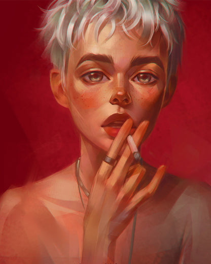 Crimson Gaze Portrait - 40x50 cm paint by numbers kit