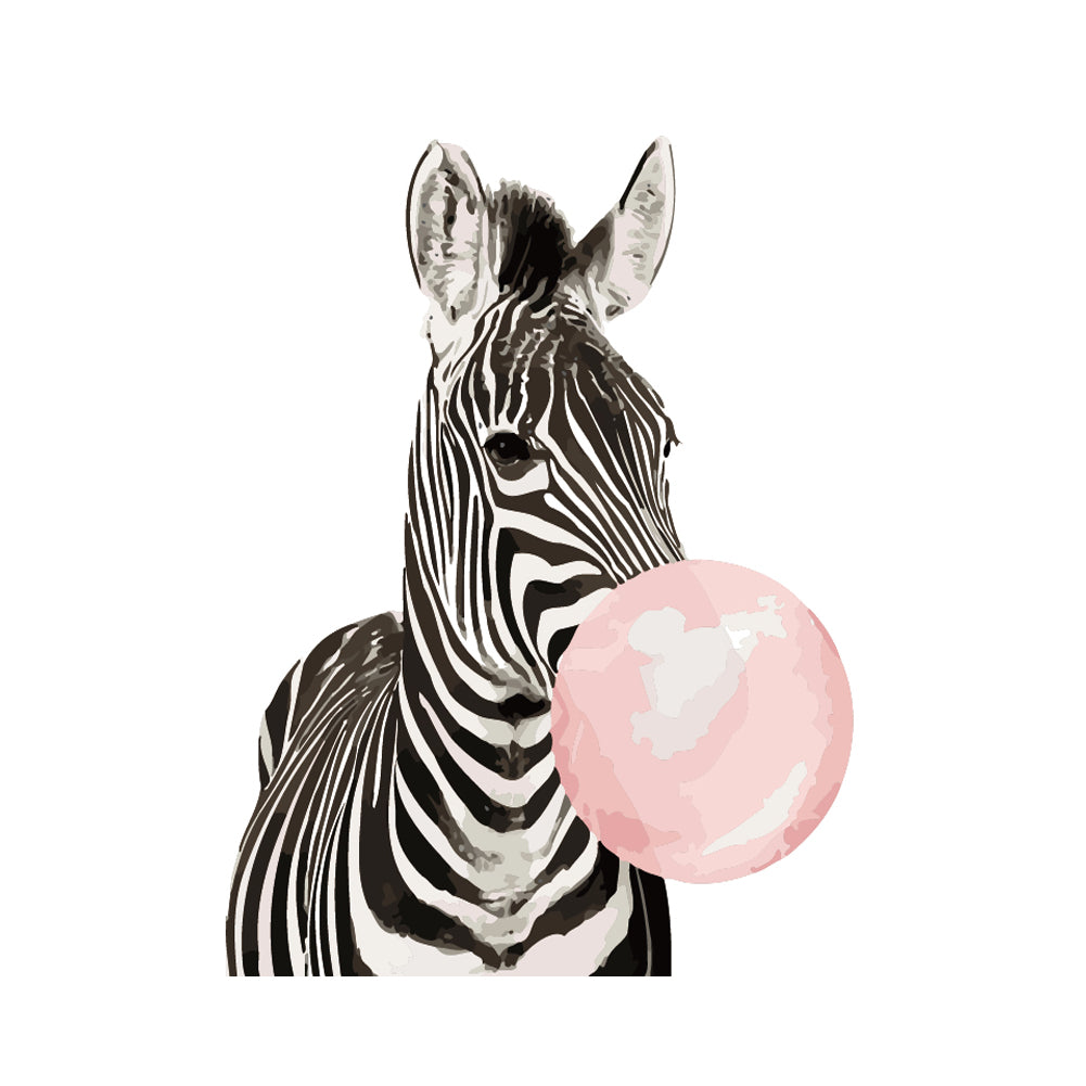 Zebra Bubblegum Portrait - 40x50 cm paint by numbers kit