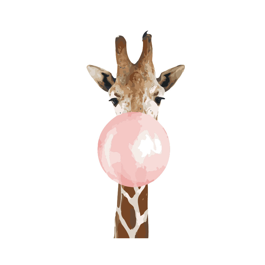 Giraffe Bubblegum Portrait - 40x50 cm paint by numbers kit