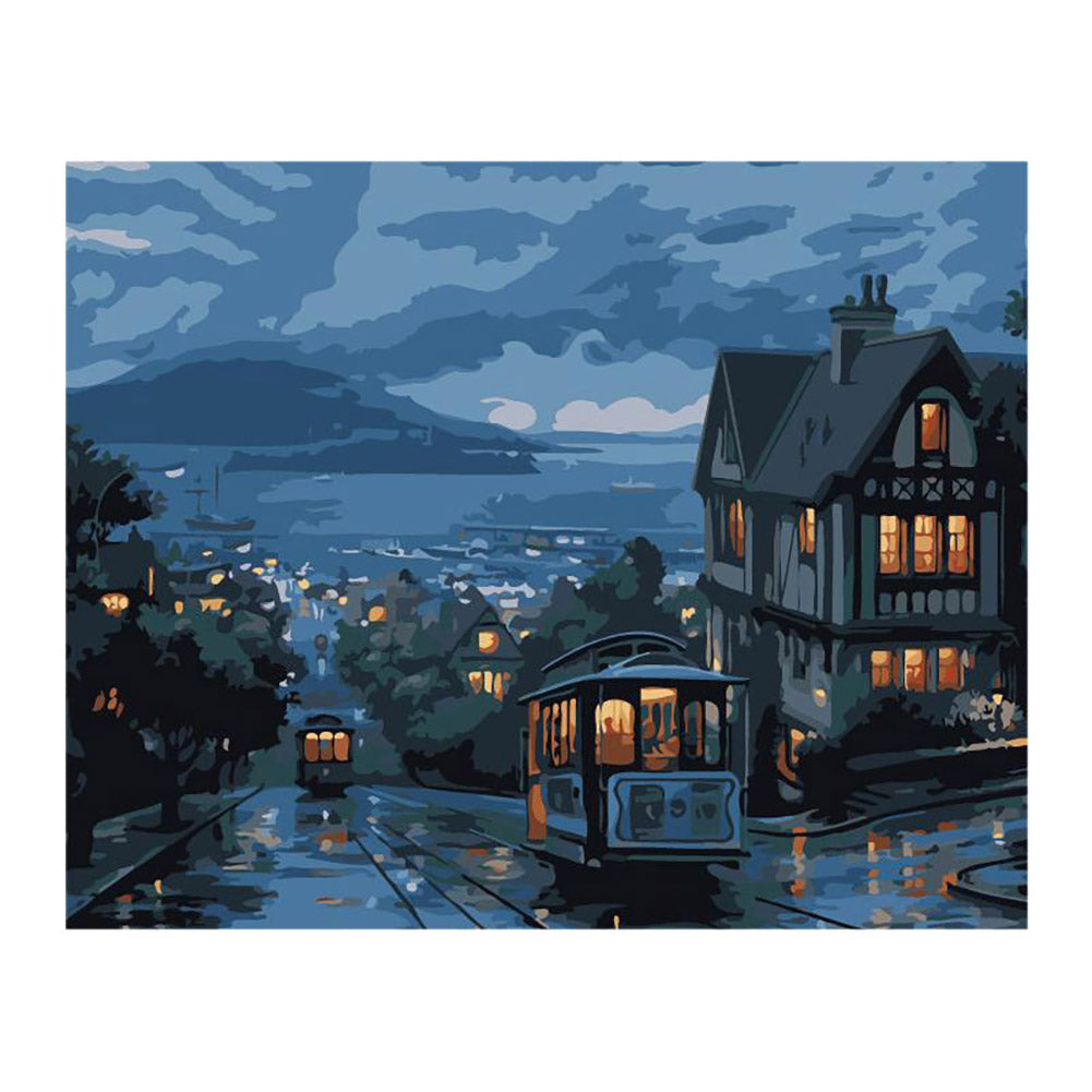 Rainy Hillside Tram - 40x50 cm paint by numbers kit