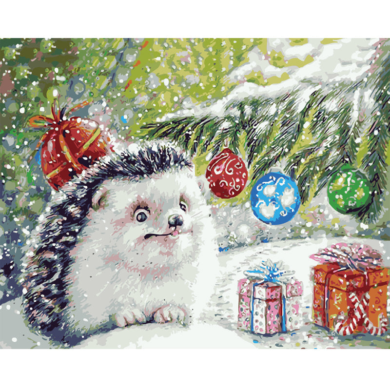 Christmas Hedgehog Gifts - 40x50 cm paint by numbers kit