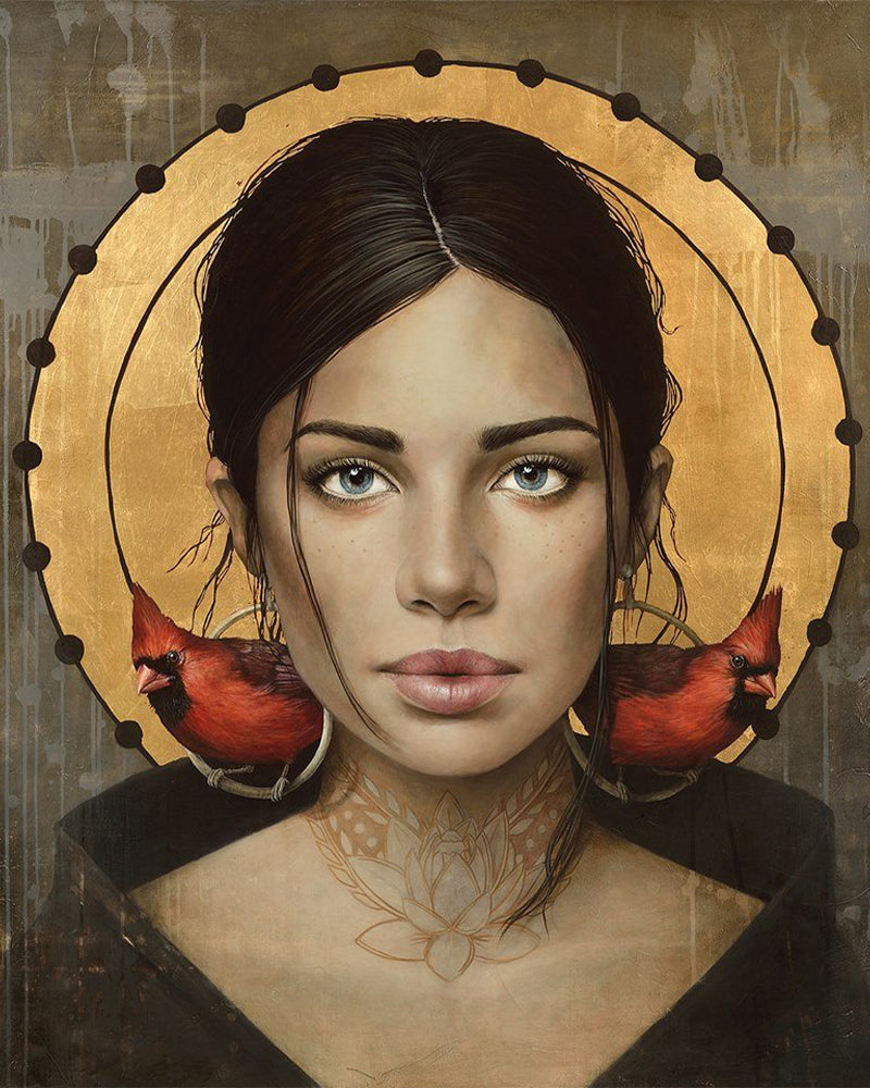 Golden Halo and Cardinals - 40x50 cm paint by numbers kit