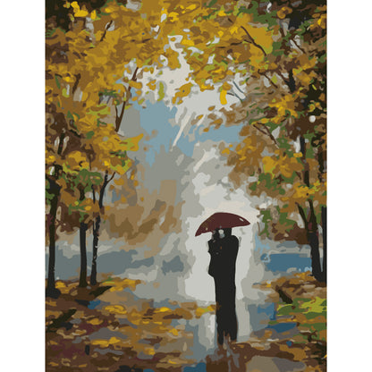 Couple Under Autumn Umbrella - 40x50 cm paint by numbers kit