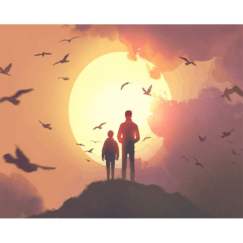 Father and Son at Sunset - 40x50 cm paint by numbers kit