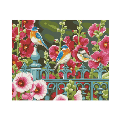 Garden Birds and Hollyhocks - 40x50 cm paint by numbers kit