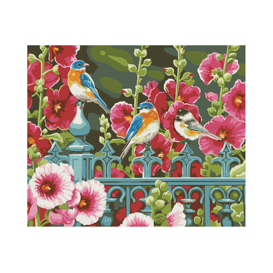 Garden Birds and Hollyhocks - 40x50 cm paint by numbers kit