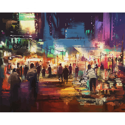 Colorful City Street at Night - 40x50 cm paint by numbers kit