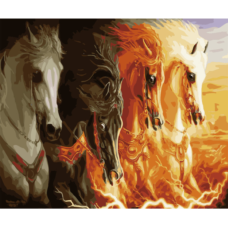 Four Horses of Fire and Shadow - 40x50 cm paint by numbers kit