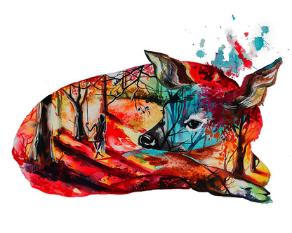 Watercolor Forest Deer - 40x50 cm paint by numbers kit
