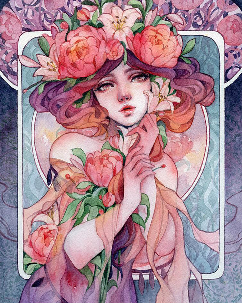 Peony Dream Maiden - 40x50 cm paint by numbers kit