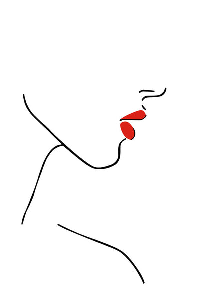 Red Lips Minimal Profile - 40x50 cm paint by numbers kit