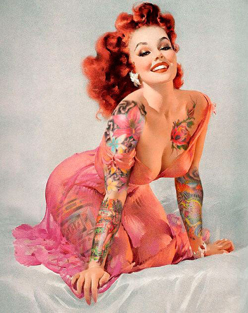 Vintage Tattooed Pinup - 40x50 cm paint by numbers kit
