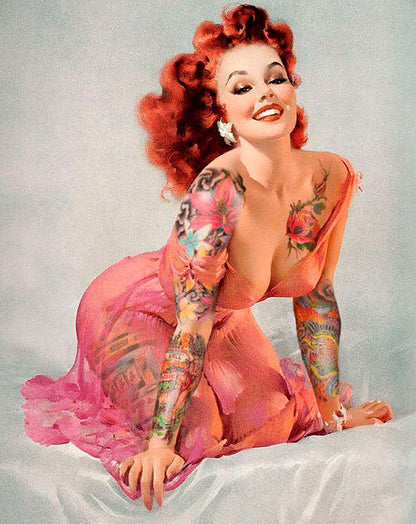 Vintage Tattooed Pinup - 40x50 cm paint by numbers kit