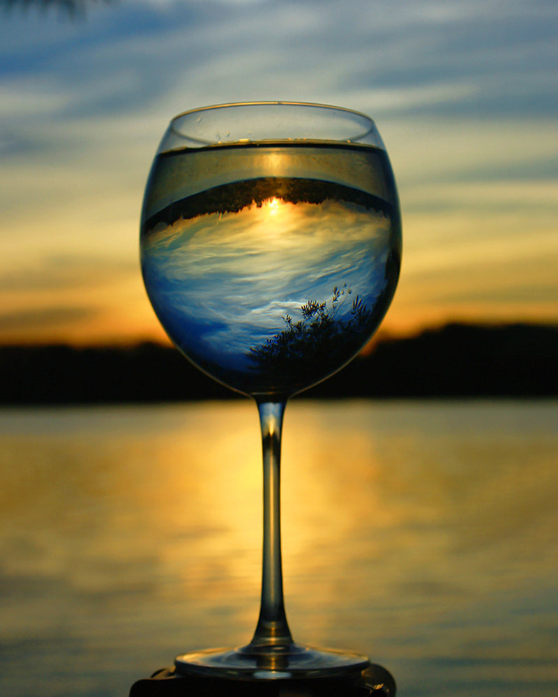 Sunset Wine Glass Reflection - 40x50 cm
