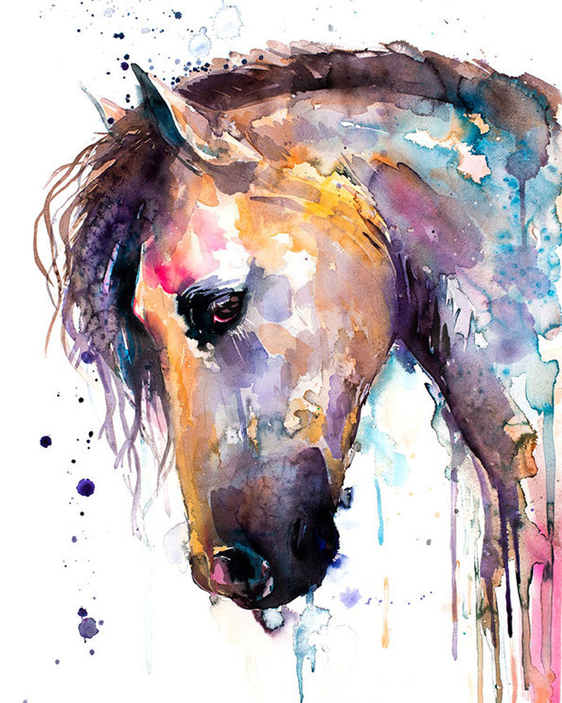 Watercolor Horse Portrait - 40x50 cm