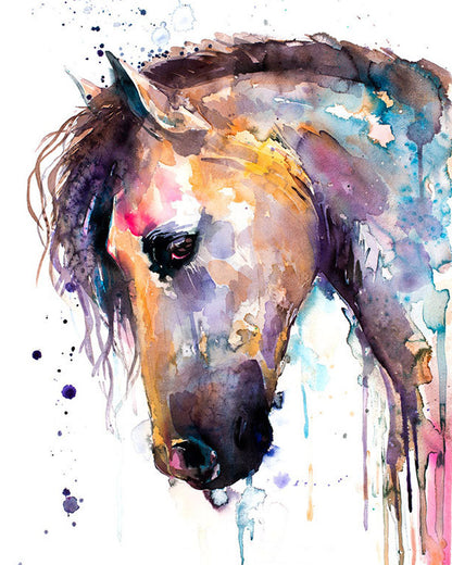 Watercolor Horse Portrait - 40x50 cm