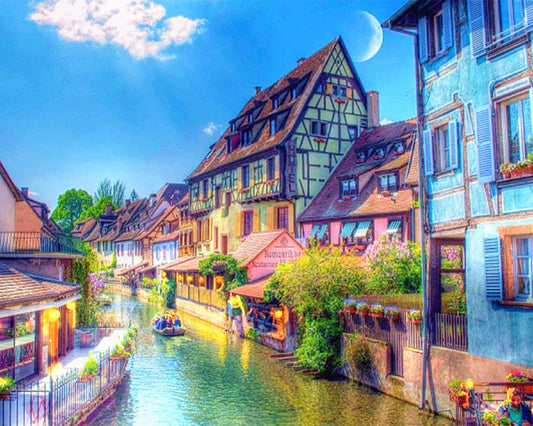 Canal Village Evening - 40x50 cm