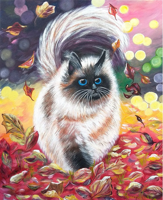 Blue Eyed Autumn Cat - 40x50 cm paint by numbers kit