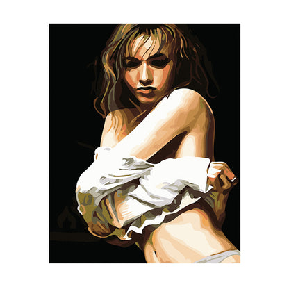 Woman in White Against Black - 40x50 cm paint by numbers kit