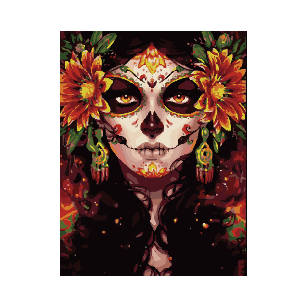 Floral Sugar Skull Portrait - 40x50 cm paint by numbers kit
