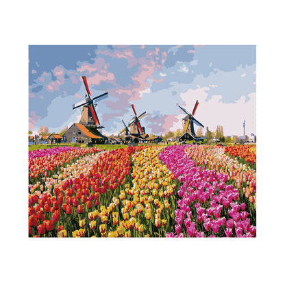 Dutch Windmills and Tulip Fields - 40x50 cm paint by numbers kit