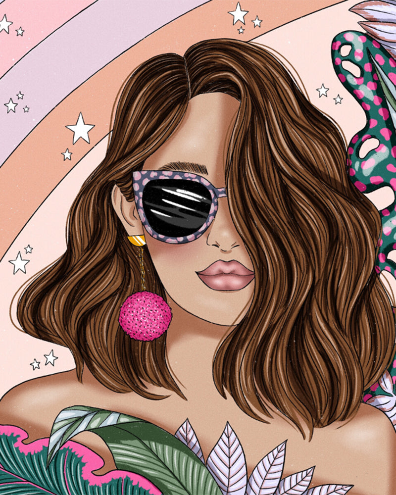 Tropical Sunglasses Portrait - 40x50 cm