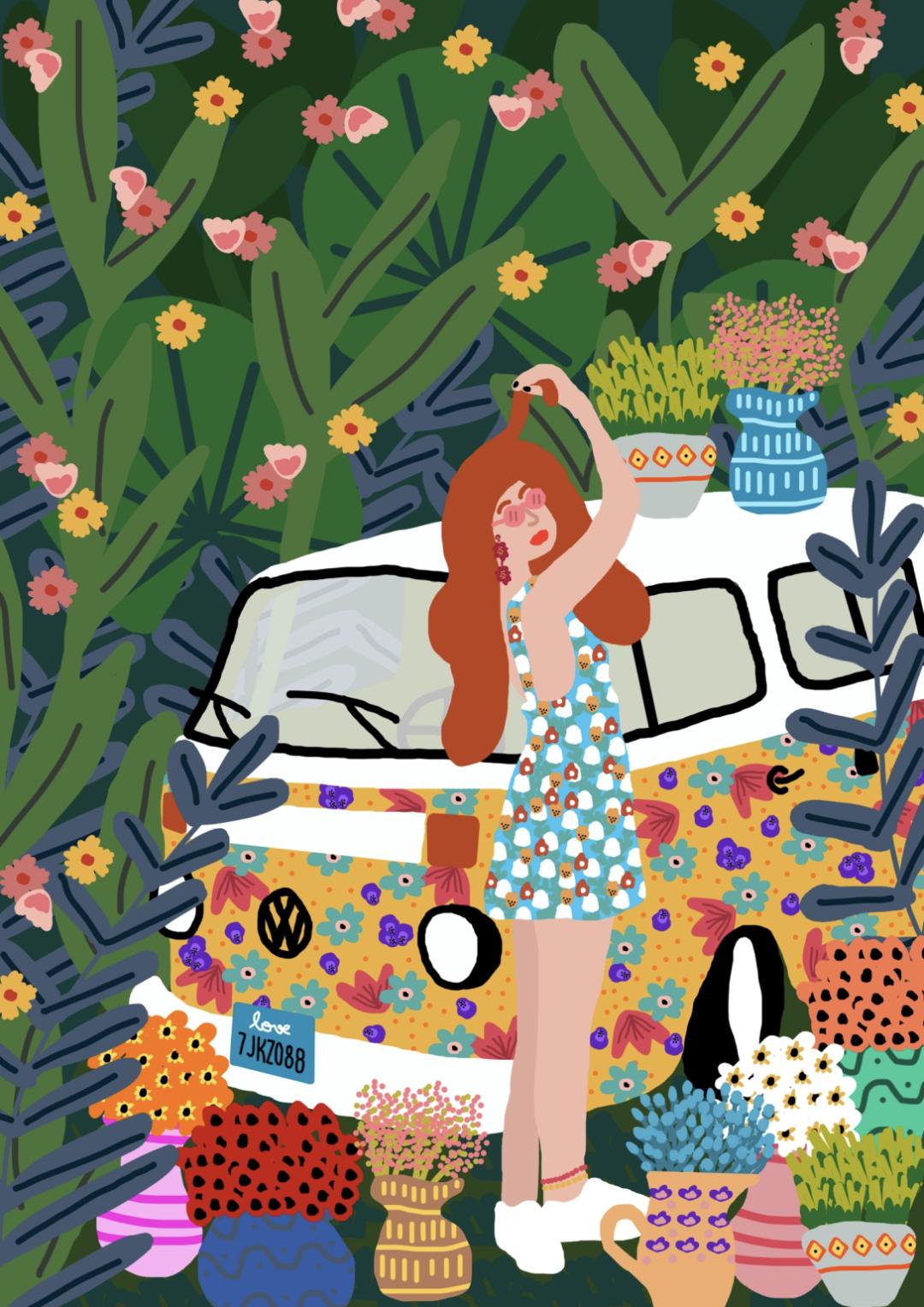 Floral Van Adventure - 40x50 cm