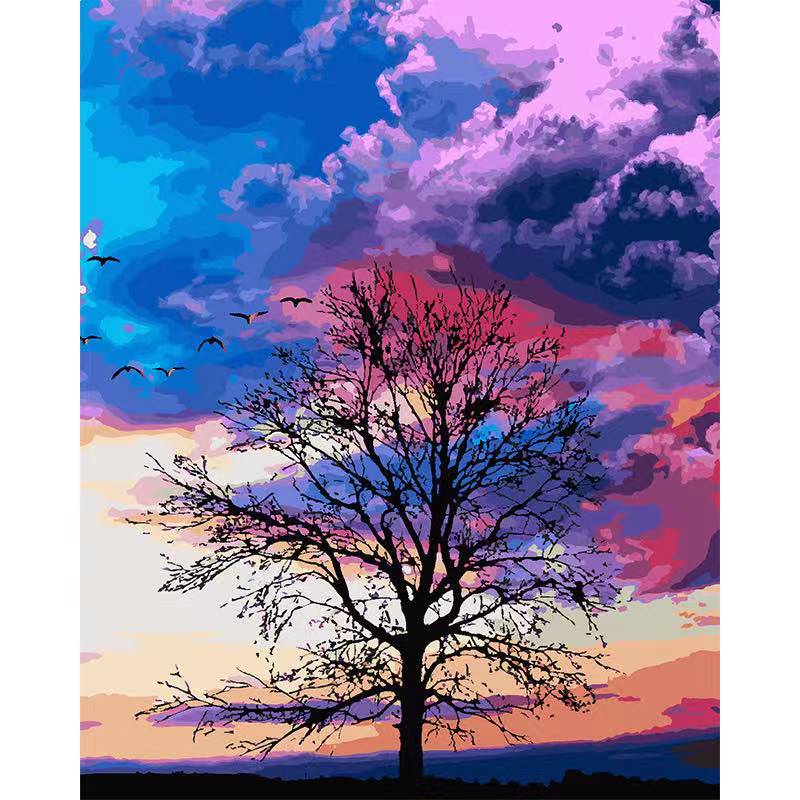 Sunset Tree Silhouette - 40x50 cm