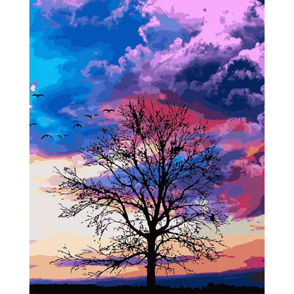 Sunset Tree Silhouette - 40x50 cm