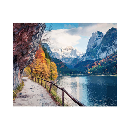 Autumn Lakeside Mountain Path - 40x50 cm paint by numbers kit