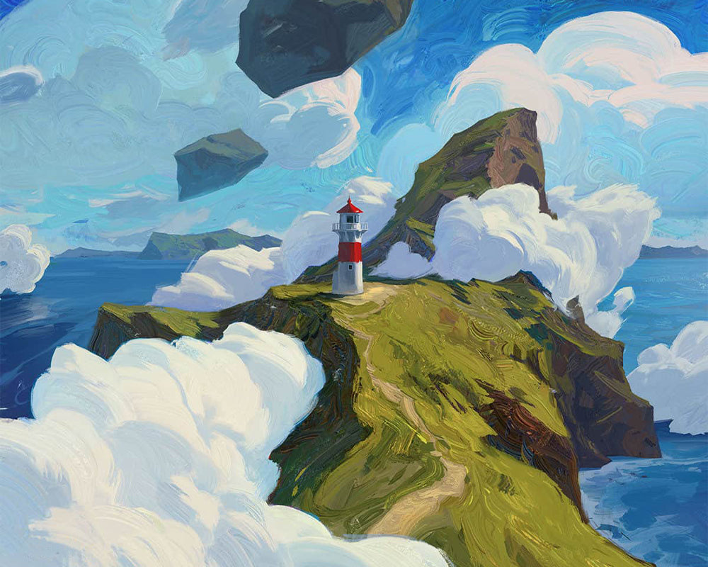 Floating Island Lighthouse - 40x50 cm