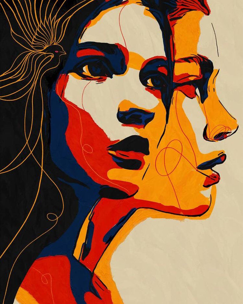 Crimson Faces in Harmony - 40x50 cm paint by numbers kit