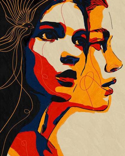 Crimson Faces in Harmony - 40x50 cm paint by numbers kit