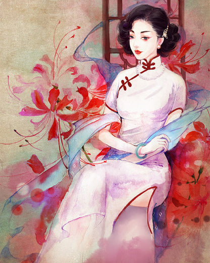 Crimson Lily Elegance - 40x50 cm paint by numbers kit
