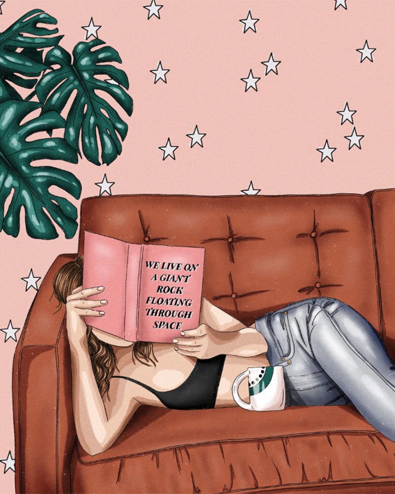 Sofa Reading and Monstera - 40x50 cm