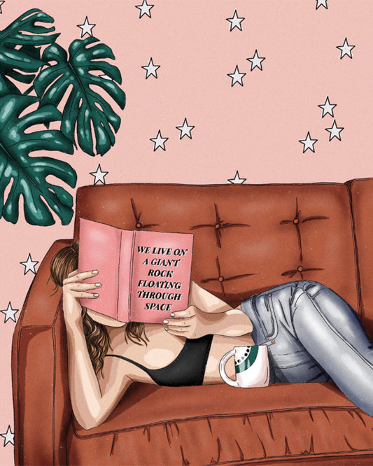 Sofa Reading and Monstera - 40x50 cm