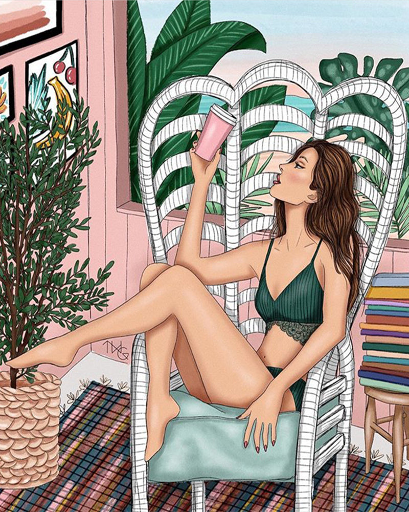 Pink Chair Coffee Moment - 40x50 cm